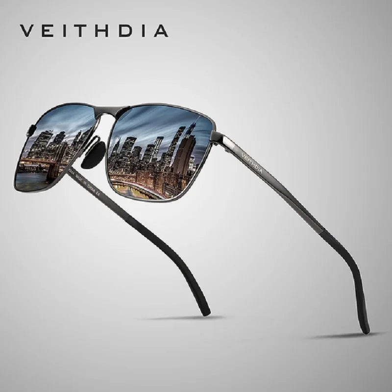 Veithdia Polarised UV400 Rectangular Sunglasses for Men | Lightweight Alloy Frame