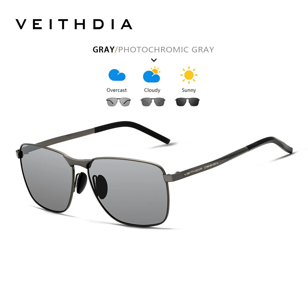 Veithdia Polarised UV400 Rectangular Sunglasses for Men | Lightweight Alloy Frame
