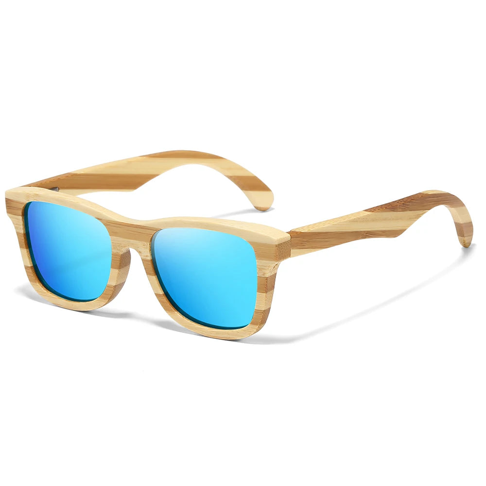 GM Natural Zebra bamboo adult sunglasses Manual polarized glasses Mirror coated lens Glasses Gift box 8621C