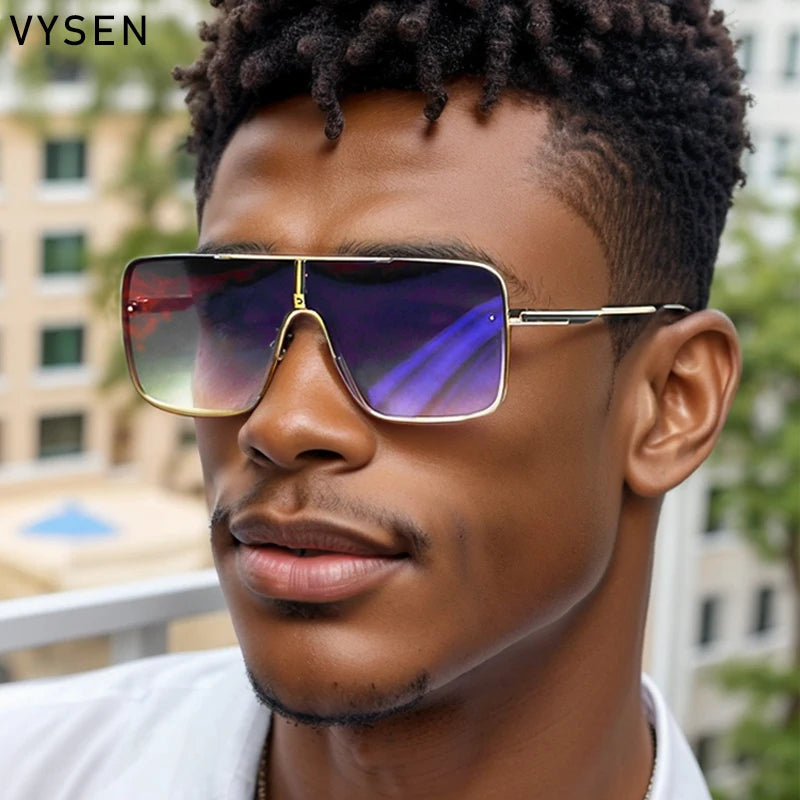 Fashion Oversized Square Sunglasses For Men Big Frame 2026 Luxury Brand Design Metal Frame Sun Glasses Man Retro Shades Eyewear
