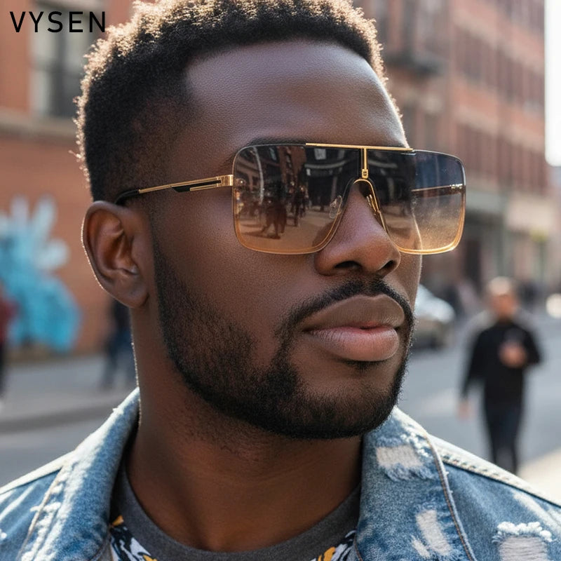 Fashion Oversized Square Sunglasses For Men Big Frame 2026 Luxury Brand Design Metal Frame Sun Glasses Man Retro Shades Eyewear