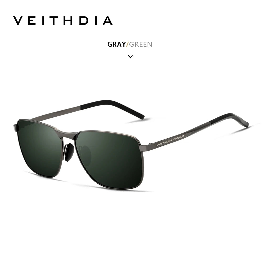 Veithdia Polarised UV400 Rectangular Sunglasses for Men | Lightweight Alloy Frame