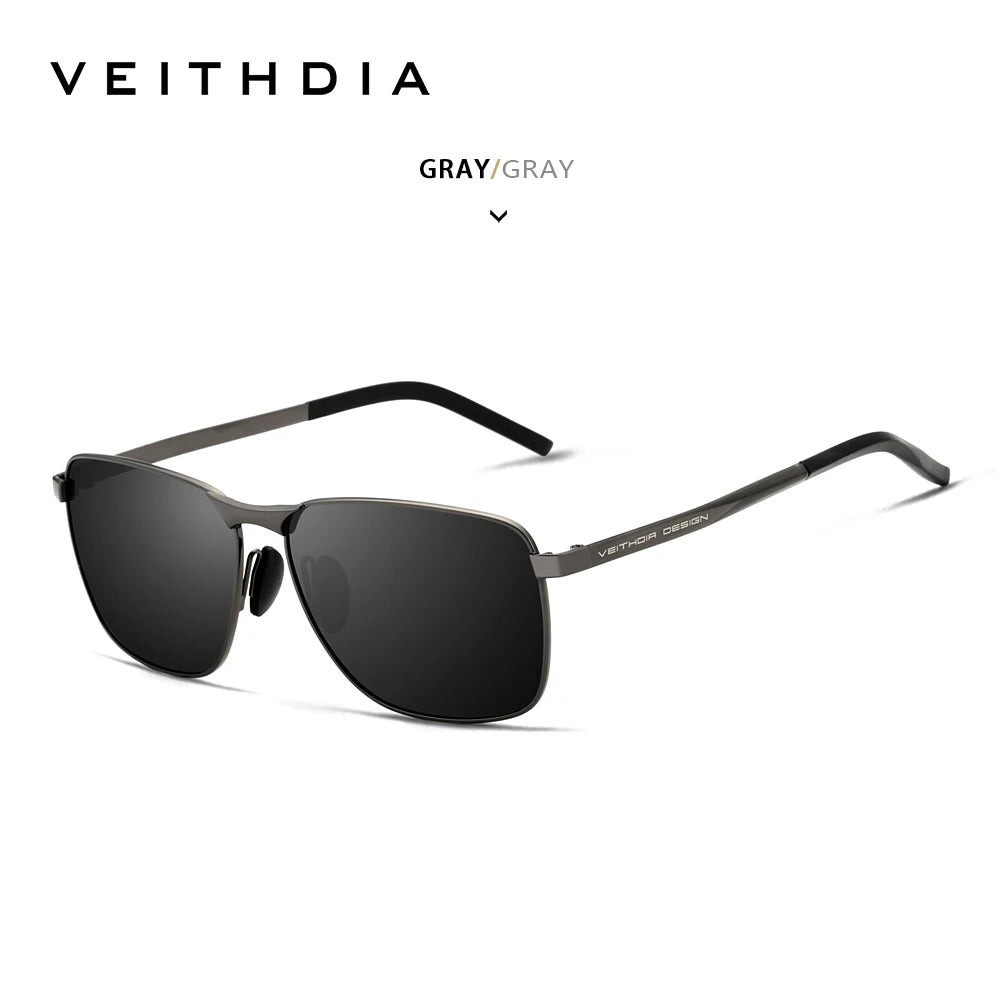 Veithdia Polarised UV400 Rectangular Sunglasses for Men | Lightweight Alloy Frame