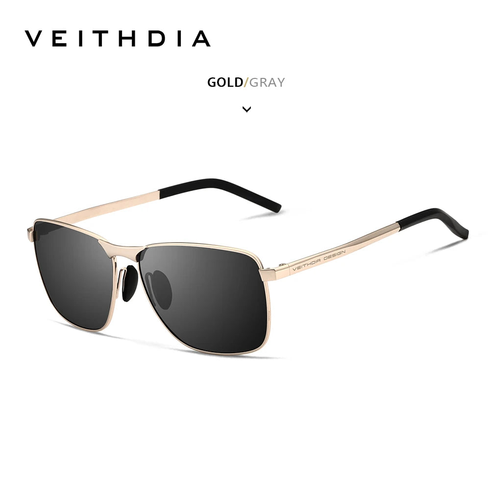Veithdia Polarised UV400 Rectangular Sunglasses for Men | Lightweight Alloy Frame