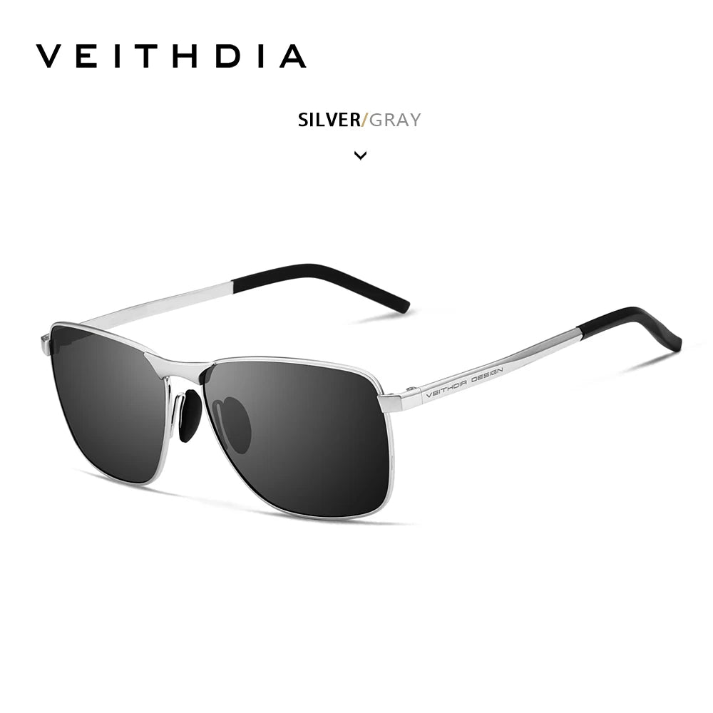 Veithdia Polarised UV400 Rectangular Sunglasses for Men | Lightweight Alloy Frame