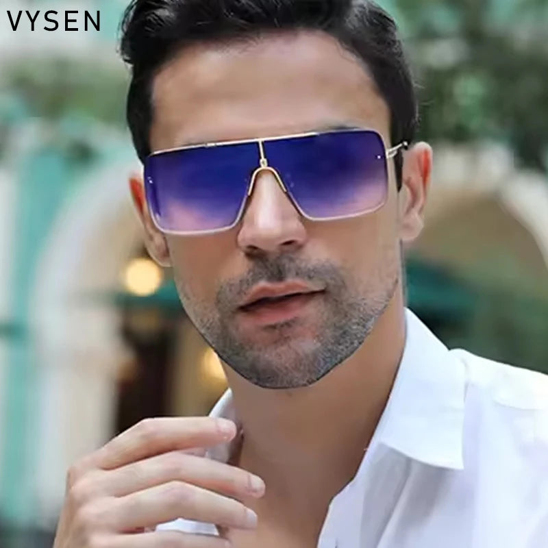 Fashion Oversized Square Sunglasses For Men Big Frame 2026 Luxury Brand Design Metal Frame Sun Glasses Man Retro Shades Eyewear