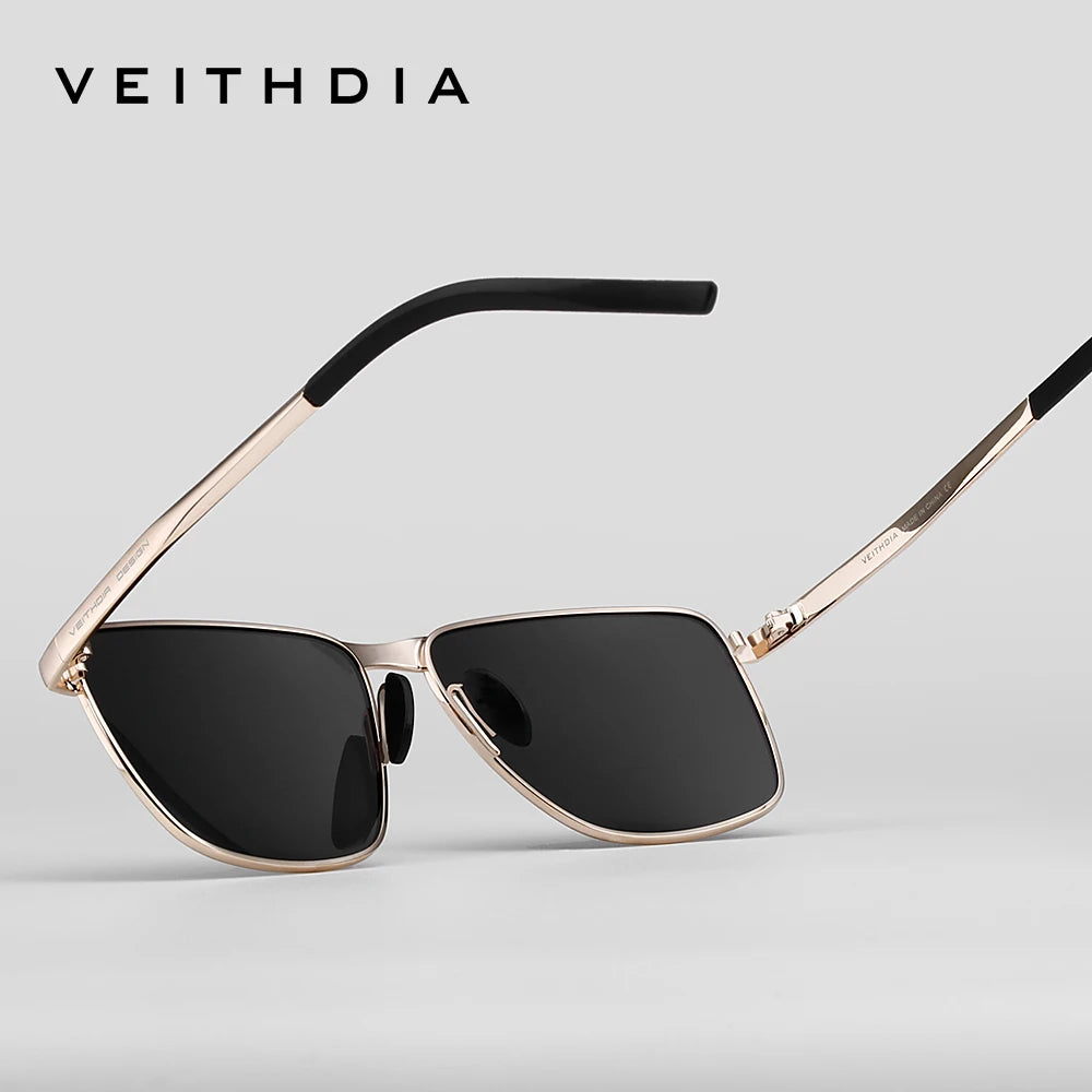 Veithdia Polarised UV400 Rectangular Sunglasses for Men | Lightweight Alloy Frame
