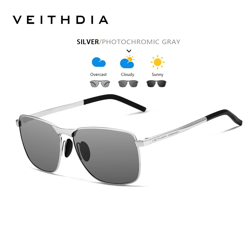 Veithdia Polarised UV400 Rectangular Sunglasses for Men | Lightweight Alloy Frame